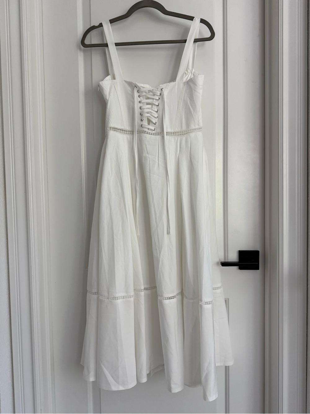 White Button-Front Sundress with Lace Trim - Picture 6 of 7
